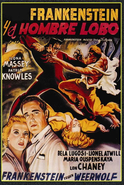 Póster de Frankenstein y el Hombre Lobo