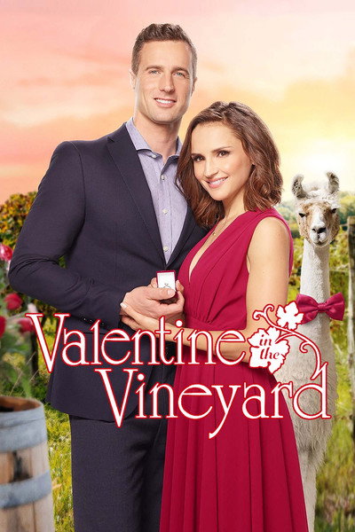 Póster de San Valentín en los viñedos