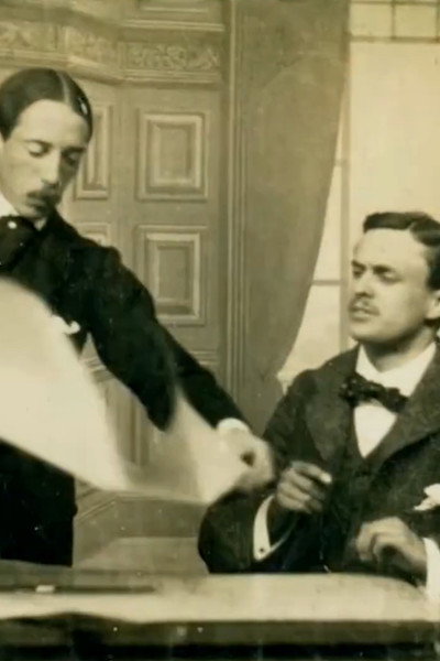 Póster de Santos Dumont Explaining His Air Ship to the Hon. C.S. Rolls