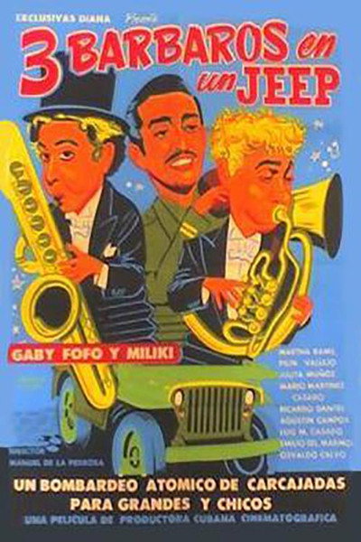 Póster de Tres bárbaros en un jeep